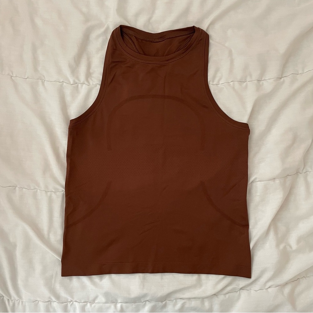 Lululemon Swiftly Tech High Neck Tank Top 2.0 in Dark Terracotta